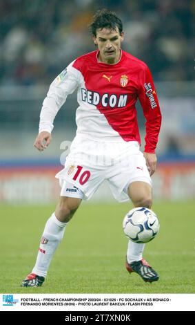 FUSSBALL - FRANZÖSISCHE MEISTERSCHAFT 2003/04 - 031026 - FC SOCHAUX GEGEN AS MONACO - FERNANDO MORIENTES (MON) - FOTO LAURENT BAHEUX / FLASH PRESS Stockfoto