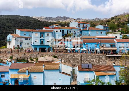 Blau lackiertes Schlumpfhaus Dorf Juzcar, Pueblos Blancos Region, Andalusien, Spanien, Europa Stockfoto