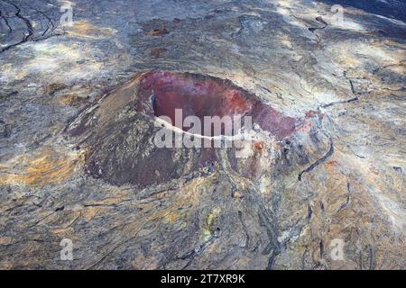 Luftaufnahme des Eruptionsgebietes in der Nähe von Reykjavik, isländischer Südküste, Island, Polarregionen Stockfoto