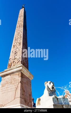 Ägyptischer Obelisk von Ramesses II (Flaminio Obelisk), Piazza del Popolo, UNESCO-Weltkulturerbe, Rom, Latium (Latium), Italien, Europa Stockfoto