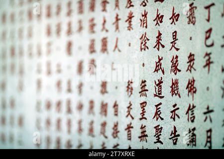 Chinesische Schriftzeichen, buddhistischer Tempel Guan Yin, Vung Tau, Vietnam, Indochina, Südostasien, Asien Stockfoto