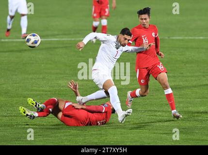 Teheran, Iran. November 2023. Alireza Jahanbakhsh (C) aus Iran tritt am 16. November 2023 beim Spiel der Gruppe E zwischen China Hongkong und Iran an der Qualifikation zur FIFA-Weltmeisterschaft 2026 in Teheran an. Quelle: Shadati/Xinhua/Alamy Live News Stockfoto