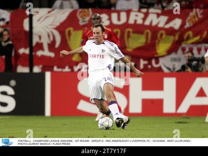 FUSSBALL - CHAMPIONS LEAGUE 2005/2006 - 1. RUNDE - GRUPPE G - RSC ANDERLECHT / LIVERPOOL FC - 19/10/2005 - BART GOOR (UND) - FOTO LAURENT BAHEUX / FLASH PRESS Stockfoto