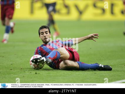 FUSSBALL - CHAMPIONS LEAGUE 2005/2006 - FINALE - FC BARCELONA GEGEN ARSENAL FC - 17/05/2006 - OLEGUER (BAR) - FOTO LAURENT BAHEUX / FLASH PRESS Stockfoto