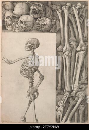 Giovanni Battista Franco gen. Semolei-Osteologische Untersuchungen. Kupfergravur, Ätzen Stockfoto