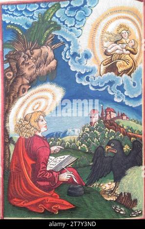 Georg Lemberger Neues Testament (Luther-Bibel): Evangelistisches Bild: Johannes. Holzschnitt, farbig 1524, 1524 Stockfoto