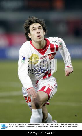 FUSSBALL - FRANZÖSISCHE MEISTERSCHAFT 2005/2006 - AS NANCY LORRAINE / PARIS SG - 11/03/2006 - BASILE GAMERLING (NAN) - FOTO LAURENT BAHEUX / FLASH PRESS Stockfoto