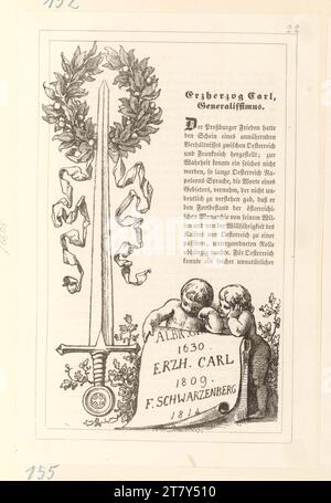 Moritz von Schwind (Zeichner in der Vorlage) Duller, Eduard: Erzherzog Carl von Österreich (Buchillustration). Holzstich 1847 , 1847 Stockfoto