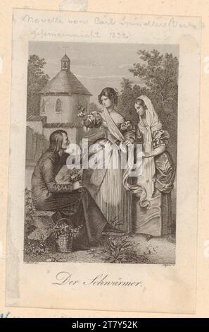 Moritz von Schwind (Zeichner in der Vorlage) Spindler, Carl: Der Enthusiast (Buchillustration). Stahlstich, Ätzung 1832 , 1832 Stockfoto