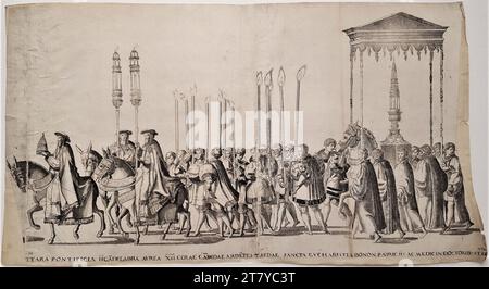 Nikolaus Hogenberg (Radierer in) Triumphzug von Kaiser Karl V. und Papst Clemens VII. Nach der kaiserlichen Krönung am 24. Februar 1530 in Bologna: Blatt 12. Ätzen auf Papier um 1610 Stockfoto