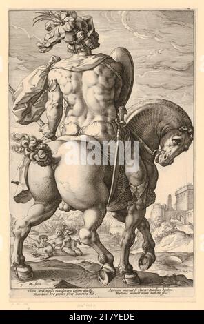 Hendrick Goltzius Titus Manlius auf dem Pferd. Kupferstich um 1586 Stockfoto