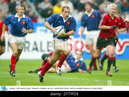 RUGBY - TESTSPIEL 2002 - FRANKREICH GEGEN KANADA - 021123 - DAVID BORY (FRA) - FOTO LAURENT BAHEUX / FLASH PRESS Stockfoto