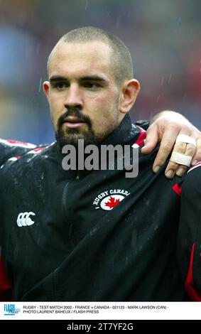 RUGBY - TESTSPIEL 2002 - FRANKREICH GEGEN KANADA - 021123 - MARK LAWSON (CAN) - FOTO LAURENT BAHEUX / FLASH PRESS Stockfoto