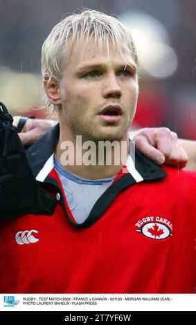 RUGBY - TESTSPIEL 2002 - FRANKREICH GEGEN KANADA - 021123 - MORGAN WILLIAMS (CAN) - FOTO LAURENT BAHEUX / FLASH PRESS Stockfoto