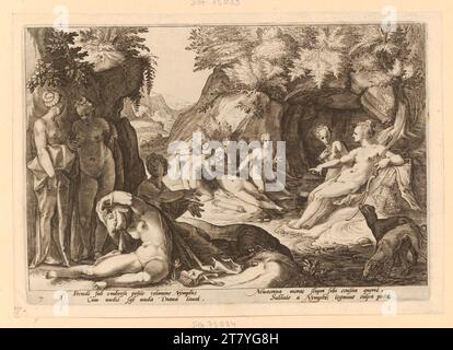 Hendrick Goltzius Diana entdeckt die Schwangerschaft des Kallisto. Kupferstich 1590 , 1590 Stockfoto