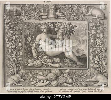 Nicolaes de Bruyn (Engraver) die vier Elemente: Terra. Kupferstich um 1600 Stockfoto