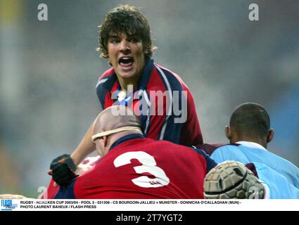 RUGBY - HEINEKEN CUP 2003/04 - POOL 5 - 031206 - CS BOURGOIN-JALLIEU / MÜNSTER - DONNICHA O'CALLAGHAN (MUN) - FOTO LAURENT BAHEUX / FLASH PRESS Stockfoto