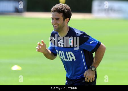 COVERCIANO (FI), ITALIEN - 20. MAI: Giuseppe Rossi von Italien reagiert während der ersten Trainingseinheit, um die Weltmeisterschaft in Brasilien am 20. Mai 2014 in Coverciano (Fi), Italien, vorzubereiten. Foto: Massimo Cebrelli/DPPI Stockfoto