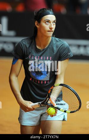 Caroline Garcia aus Frankreich während des France Training Session für die erste Runde des Fed Cup 2015 Spiel zwischen Italien und Frankreich im Stadion 105 am 5. Januar 2015 in Genua, Italien. Foto Massimo Cebrelli / DPPI Stockfoto