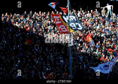 Fans von Genua während des italienischen Meisterschaftsspiels Serie A zwischen Genua CFC und US Citta di Palermo am 17. Januar 2016 im Luigi Ferraris Stadion in Genua, Italien. Foto Massimo Cebrelli / DPPI Stockfoto