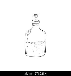 Handgezeichnete Zauberflasche mit Sand, Hexenflasche, Zaubertrank Vektor Illustration, Halloween Zaubertrank Flasche, mystische Doodle Design Element, Magie und s Stock Vektor