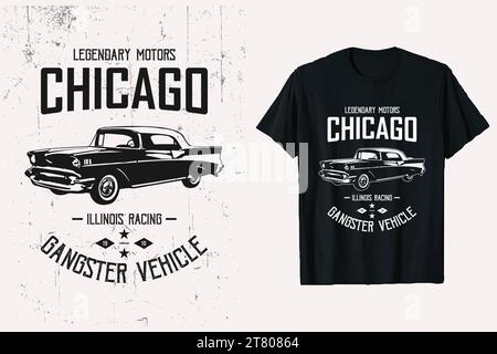 Amerikanisches altes Oldtimer-Vektor-T-Shirt-Design. T-Shirt für Oldtimer. T-Shirt-Grafik mit schwarzem Hintergrund drucken. Stock Vektor