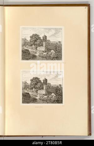 Johann Christoph Erhard (ausführende r Künstler in) Ein Wanderer begrüßte seinen Hut vor einem Bildstock (Marterl) mit einer Marienfigur. Ätzen 1817 , 1817 Stockfoto