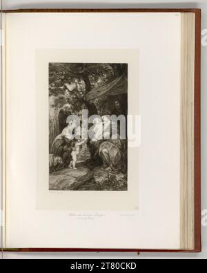 William Unger (Gravierer) Ildefonso-Altar: Die Heilige Familie unter dem Apfelbaum (außerhalb der Flügel). Ätzen 1886 , 1886 Stockfoto