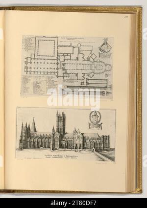 Wenzel Hollar (Gravierer) Kathedrale von Canterbury, Grundriss und Fassade. Ätzen 1627-1677 , 1627/1677 Stockfoto