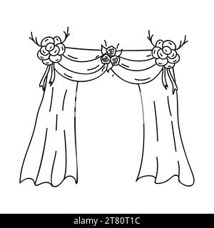 Doodle-Illustration des Hochzeitsbogens mit Blumen Stock Vektor