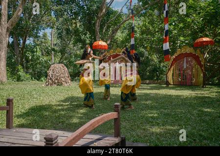 Die Geschichte von Lubdaka balinesischen Auftritten im Affenwald Ubud, Bali, Indonesien Stockfoto