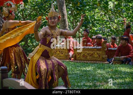 Die Geschichte von Lubdaka balinesischen Auftritten im Affenwald Ubud, Bali, Indonesien Stockfoto