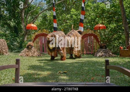 Die Geschichte von Lubdaka balinesischen Auftritten im Affenwald Ubud, Bali, Indonesien Stockfoto