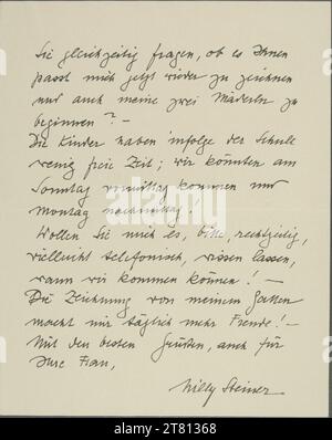 Lilly Steiner (Verfasser in) Brief von Lilly Steiner an Egon Schiele vom 8. April 1918. Tinte (schwarz) auf Papier 9. April 1918 , 9. April 1918 Stockfoto