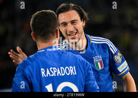 Rom, Italien. November 2023. Während des Qualifikationsspiels der EM 2024 2024 Gruppe C zwischen Italien und Nordmazedonien im Olimpico-Stadion in Rom (Italien), 17. November 2023. Quelle: Insidefoto di andrea staccioli/Alamy Live News Stockfoto