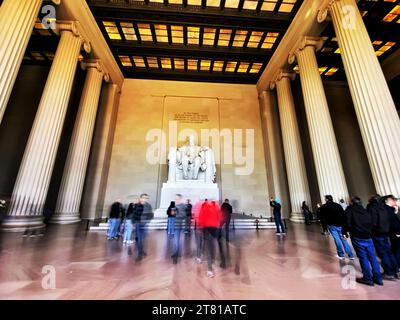 Lincoln Memorial in Washington, DC, Weitwinkel-Langzeitbelichtung Stockfoto