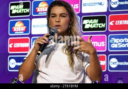 Sao Paulo, Brasilien. November 2023. SP - SAO PAULO - 11/17/2023 - KOLLEKTIV, PAULISTA WOMEN 2023 FINAL - Corinthians Spieler Tamires während einer Pressekonferenz nach dem Training der Mannschaft im Sao Paulo Football Federation (FPF). Foto: Fabio Giannelli/AGIF Credit: AGIF/Alamy Live News Stockfoto