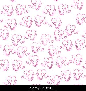 Nahtloses Herzmuster in einer Linie. Liebe Illustration in sanften Farben. Abstrakte Mode-Illustration. eps 10 Stock Vektor