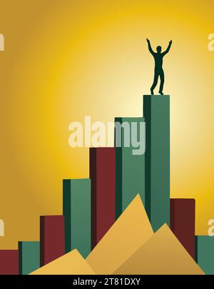 Erfolg erzielen, statistische Daten wachsen, konzeptionelle Vektorillustration Stock Vektor