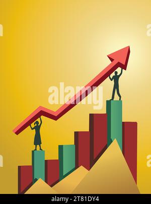 Erfolg erzielen, statistische Daten wachsen, konzeptionelle Vektorillustration Stock Vektor