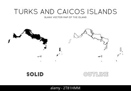 Karte der Turks- und Caicosinseln. Leere Vektorkarte der Insel. Grenzen der Turks- und Caicosinseln für Ihre Infografik. Vektorabbildung. Stock Vektor