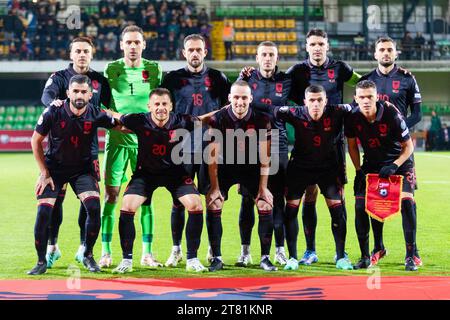 Bild der albanischen Nationalmannschaft während der Qualifikation ZUR EURO 2024, Gruppe E, Fußballspiel Moldau und Albanien am 17. November 2023, Stadionul Zimbru Chisinau. Quelle: Nderim Kaceli/Alamy Live News Stockfoto