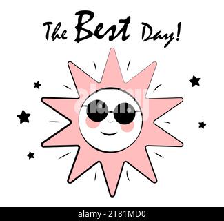 Der beste Tag aller Zeiten. Sonne in Sonnenbrille Stock Vektor