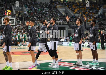 Athen, Griechenland. November 2023. Virtus Bologna vor der Euroleague, Runde 9, Spiel zwischen Panathinaikos Athen und Virtus Bologna in Oaka Altion am 17. November 2023 in Athen, Griechenland. Quelle: Unabhängige Fotoagentur/Alamy Live News Stockfoto