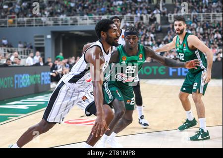 Athen, Griechenland. November 2023. 9 Jaleen Smith von Virtus Bologna während der Euroleague, Runde 9, Spiel zwischen Panathinaikos Athens und Virtus Bologna in Oaka Altion am 17. November 2023 in Athen, Griechenland. Quelle: Unabhängige Fotoagentur/Alamy Live News Stockfoto