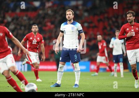 London, Großbritannien. November 2023. Harry Kane von England während des Qualifikationsspiels zur UEFA EURO 2024 zwischen England und Malta im Wembley Stadium, London, England am 17. November 2023. Foto von Joshua Smith. Nur redaktionelle Verwendung, Lizenz für kommerzielle Nutzung erforderlich. Keine Verwendung bei Wetten, Spielen oder Publikationen eines einzelnen Clubs/einer Liga/eines Spielers. Quelle: UK Sports Pics Ltd/Alamy Live News Stockfoto