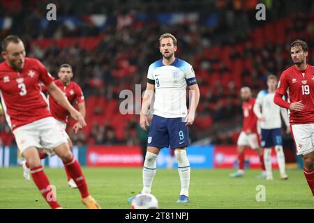 London, Großbritannien. November 2023. Harry Kane von England während des Qualifikationsspiels zur UEFA EURO 2024 zwischen England und Malta im Wembley Stadium, London, England am 17. November 2023. Foto von Joshua Smith. Nur redaktionelle Verwendung, Lizenz für kommerzielle Nutzung erforderlich. Keine Verwendung bei Wetten, Spielen oder Publikationen eines einzelnen Clubs/einer Liga/eines Spielers. Quelle: UK Sports Pics Ltd/Alamy Live News Stockfoto