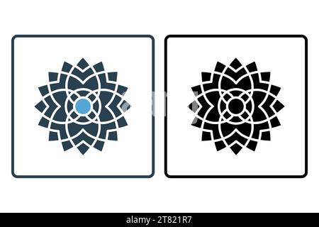 Abbildung des mandala-Symbols. Symbol für Meditation und spirituelles Wachstum. Symbolstil durchgehend. Einfache Vektorkonstruktion bearbeitbar Stock Vektor