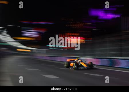 Las Vegas, USA. November 2023. 04 NORRIS Lando (gbr), McLaren F1 Team MCL60, Action während des Formel 1 Heineken Silver Las Vegas Grand Prix 2023, 21. Runde der Formel 1 Weltmeisterschaft 2023 vom 17. Bis 19. November 2023 auf dem Las Vegas Strip Circuit, in Las Vegas, USA Credit: Unabhängige Fotoagentur/Alamy Live News Stockfoto