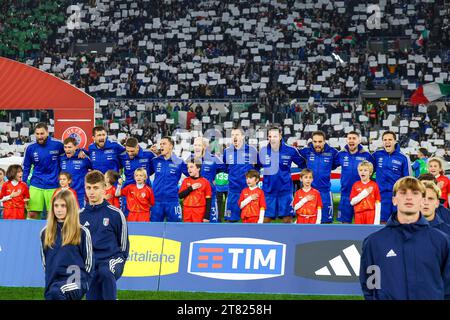 Roma, Latium, Italien. November 2023. Fußball Italien Roma, 17.11.2023, während des Fußballspiels gültig für die Qualifikation zur EURO 2024, zwischen den Nationalmannschaften Italiens und Mazedoniens im Olympiastadion in Roma (Credit Image: © Fabio Sasso/ZUMA Press Wire) NUR REDAKTIONELLE VERWENDUNG! Nicht für kommerzielle ZWECKE! Stockfoto